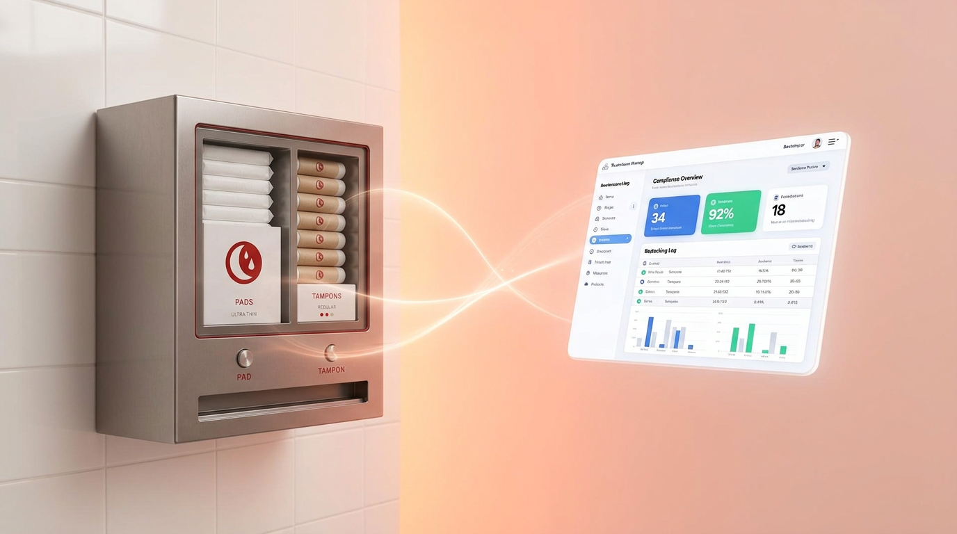 Modern facility restroom with Nila dispenser